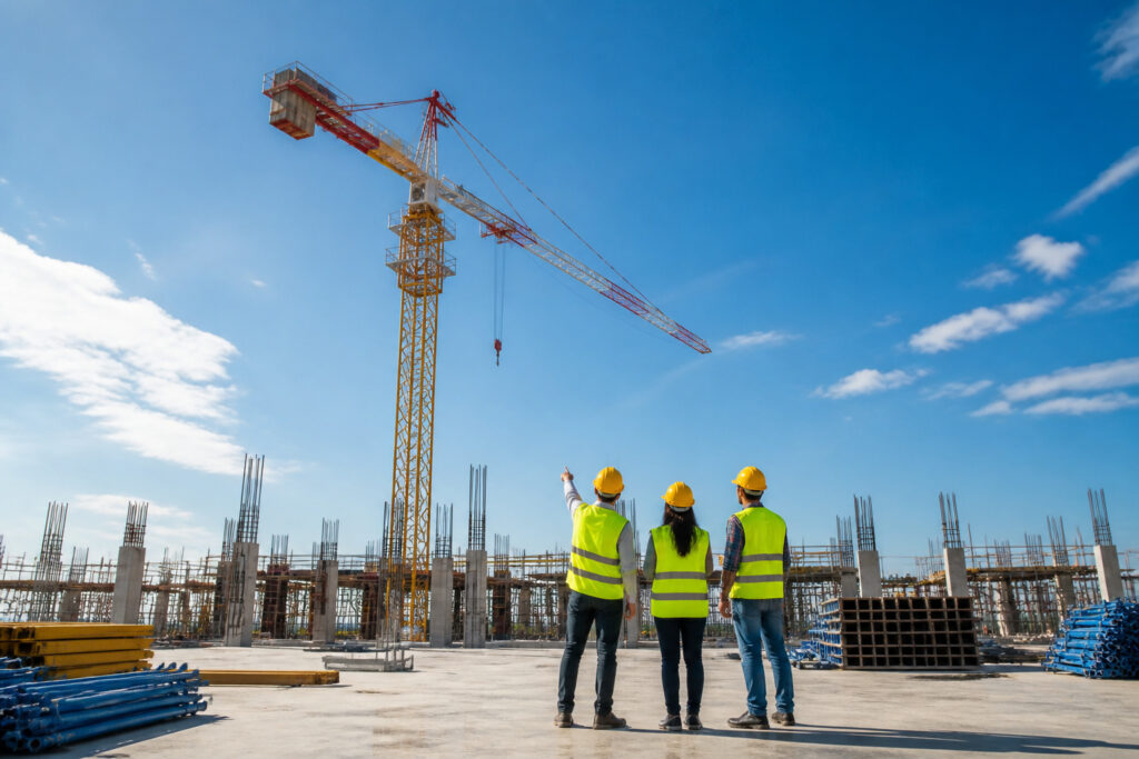 Chantier moderne sous un ciel bleu