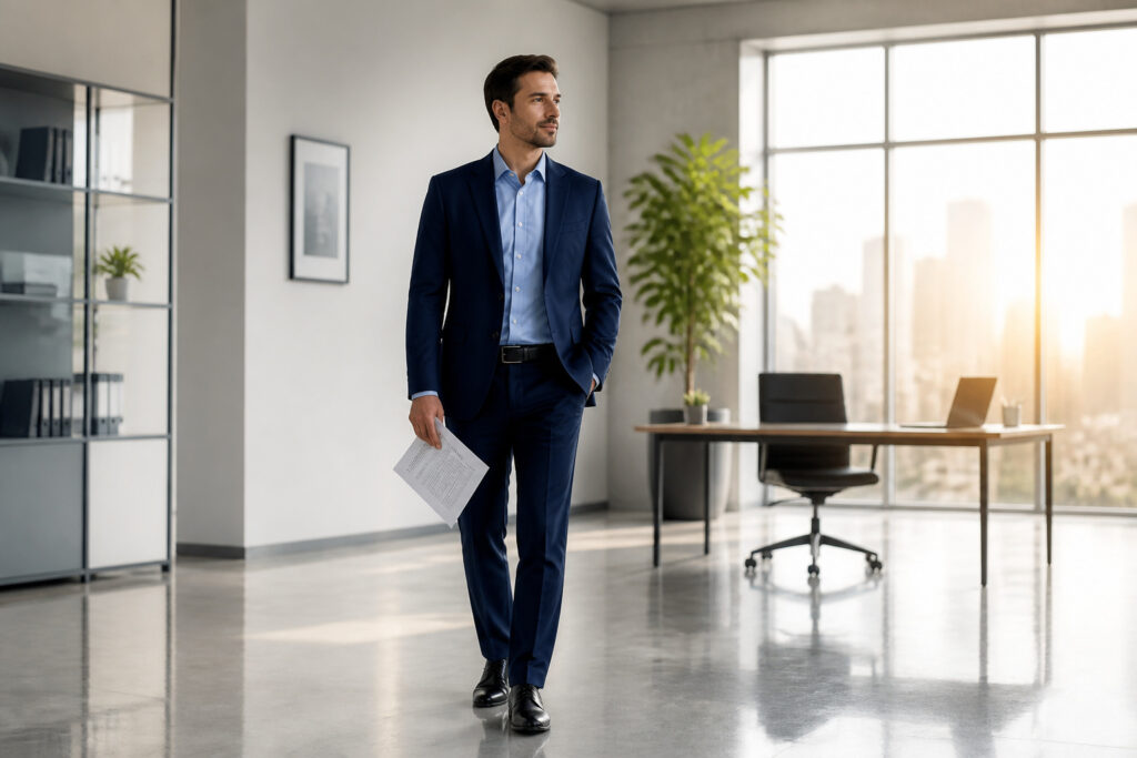 Homme daffaires confiant dans un bureau moderne